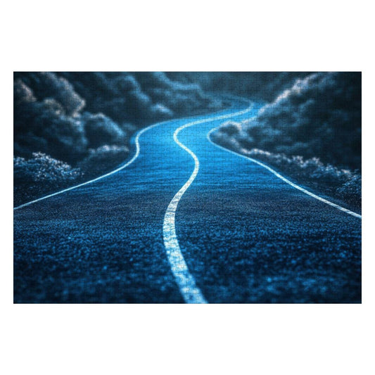 ColorFlow | Blue Path Into the Unknown Wooden Jigsaw Puzzle Surreal Journey Art Puzzle