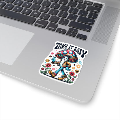 ColorFlow | Take It Easy Peace Sign Mushroom Groovy Retro Floral Art Vinyl Sticker