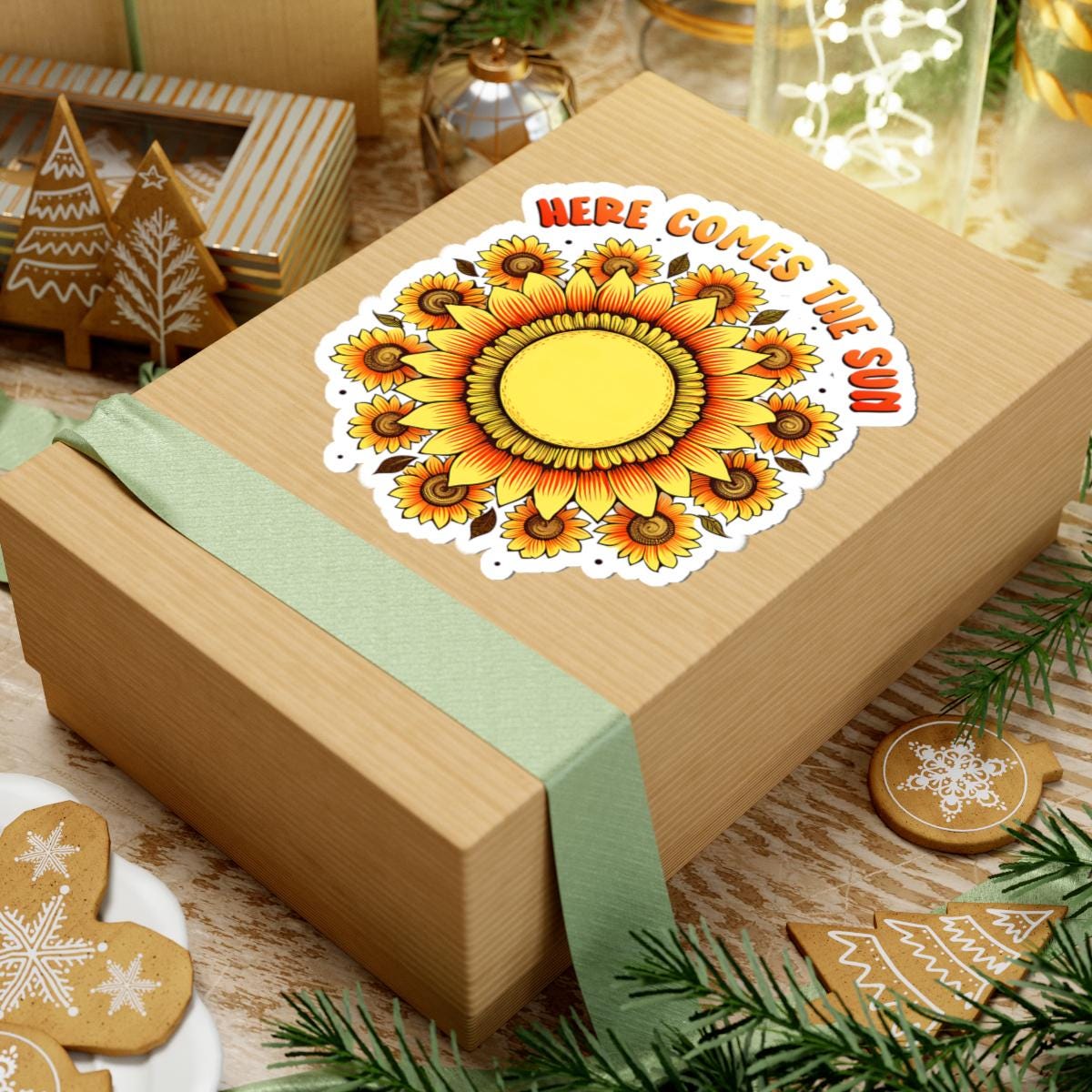 ColorFlow | Here Comes the Sun Sunflower Retro Sunshine Floral Art Vinyl Sticker