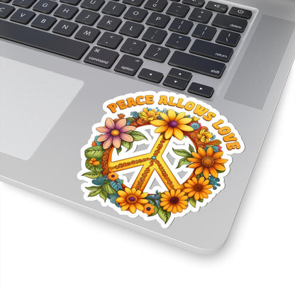 ColorFlow | Peace Allows Love Floral Peace Sign Boho Retro Art Vinyl Sticker