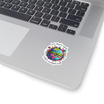 ColorFlow | What a Wonderful World Colorful Earth Retro Positivity Art Vinyl Sticker
