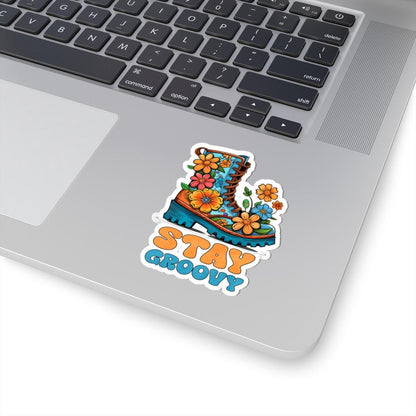 ColorFlow | Stay Groovy Floral Boot Retro Hippie Positivity Art Vinyl Sticker