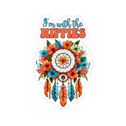 ColorFlow | Im With the Hippies Floral Dreamcatcher Boho Retro Peace Art Vinyl Sticker
