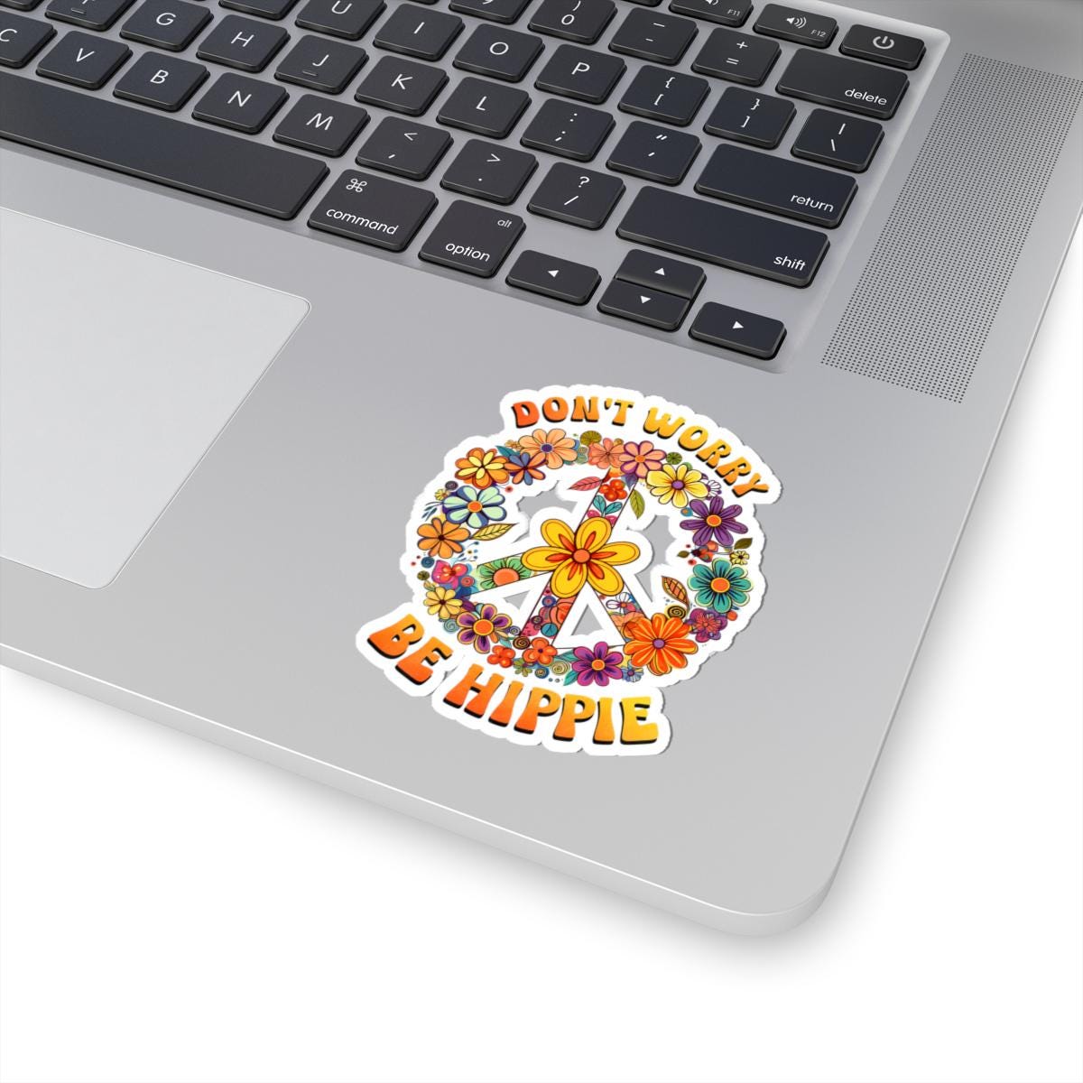 ColorFlow | Dont Worry Be Hippie Floral Peace Sign Groovy Retro Art Vinyl Sticker