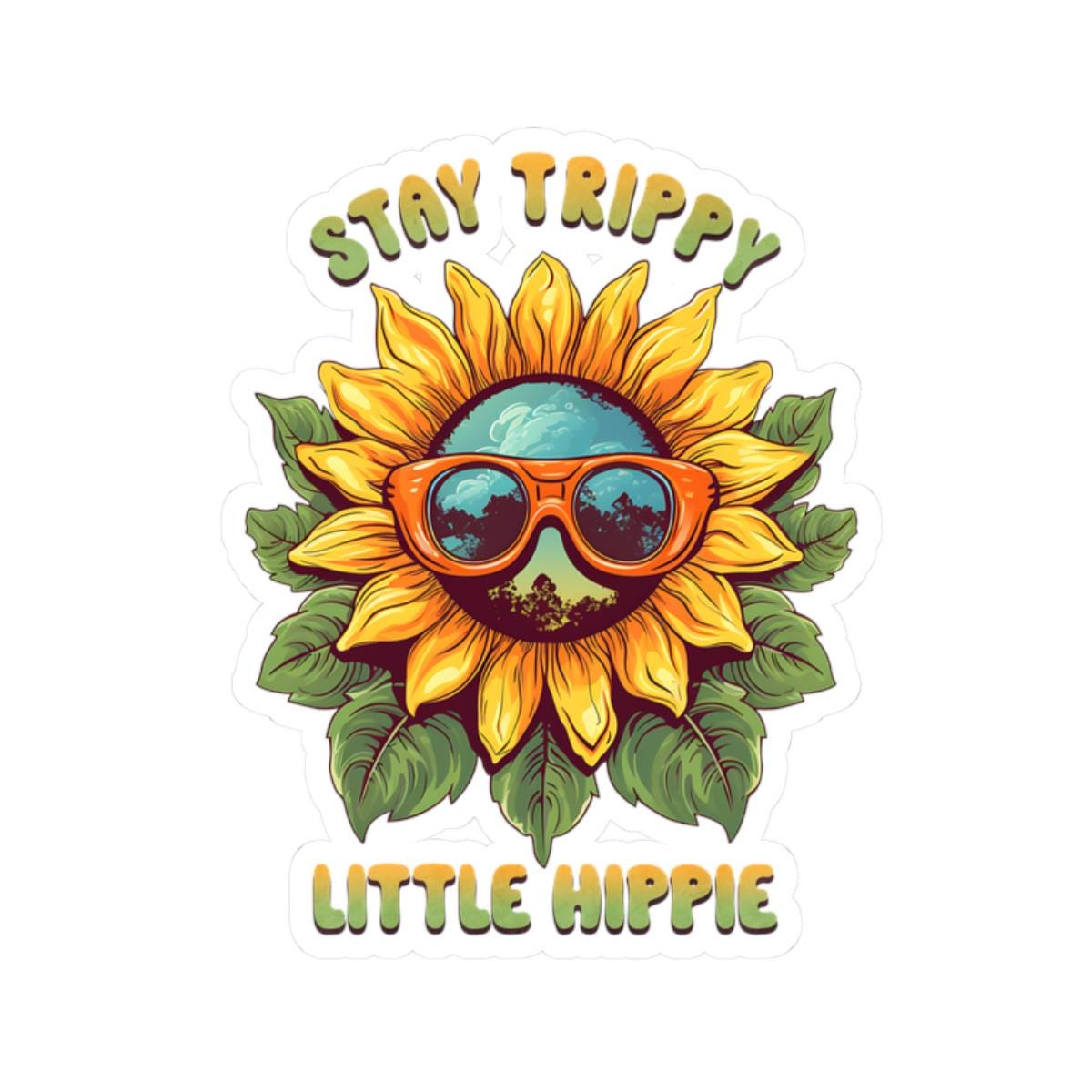 ColorFlow | Stay Trippy Sunflower Sunglasses Psychedelic Retro Hippie Art Vinyl Sticker