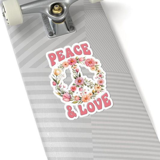 ColorFlow | Peace And Love Floral Wreath Vintage Flower Power Art Vinyl Sticker