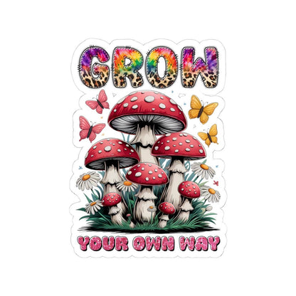 ColorFlow | Grow Your Own Way Mushroom Garden Whimsical Nature Retro Art Vinyl Sticker