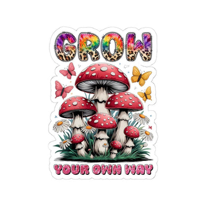 ColorFlow | Grow Your Own Way Mushroom Garden Whimsical Nature Retro Art Vinyl Sticker
