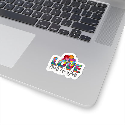 ColorFlow | Love Needs No Words Vinyl Sticker | Puzzle Heart Autism Acceptance Message Design