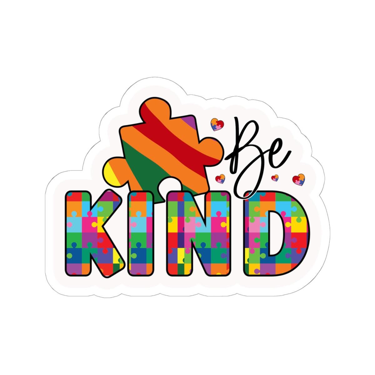 ColorFlow | Be Kind Vinyl Sticker | Heart Puzzle Compassion Autism Support Design