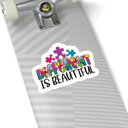 ColorFlow | Different Is Beautiful Vinyl Sticker | Colorful Puzzle Pieces Autism Positivity
