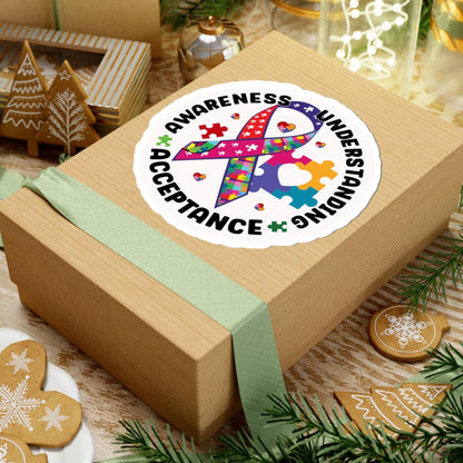 ColorFlow | Awareness Understanding Acceptance Vinyl Sticker | Autism Ribbon Puzzle Circle Unity Design