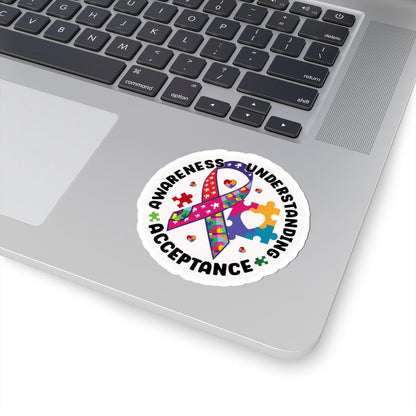 ColorFlow | Awareness Understanding Acceptance Vinyl Sticker | Autism Ribbon Puzzle Circle Unity Design