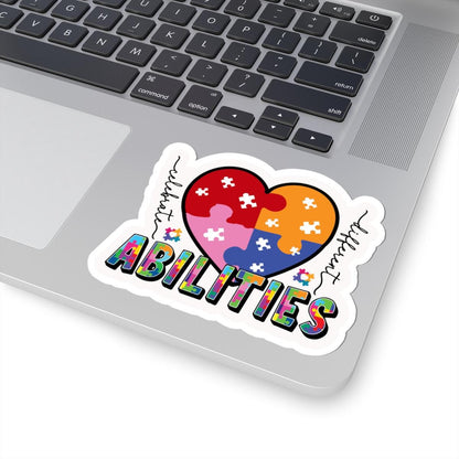 ColorFlow | Celebrate Different Vinyl Sticker | Heart Puzzle Autism Acceptance Message Design