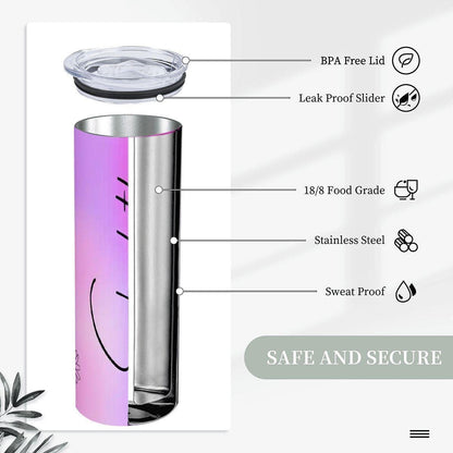 ColorFlow | Blush Sunset Daisy Custom Name 20oz Skinny Stainless Steel Tumbler With Straw Personalized Floral Gift For Her