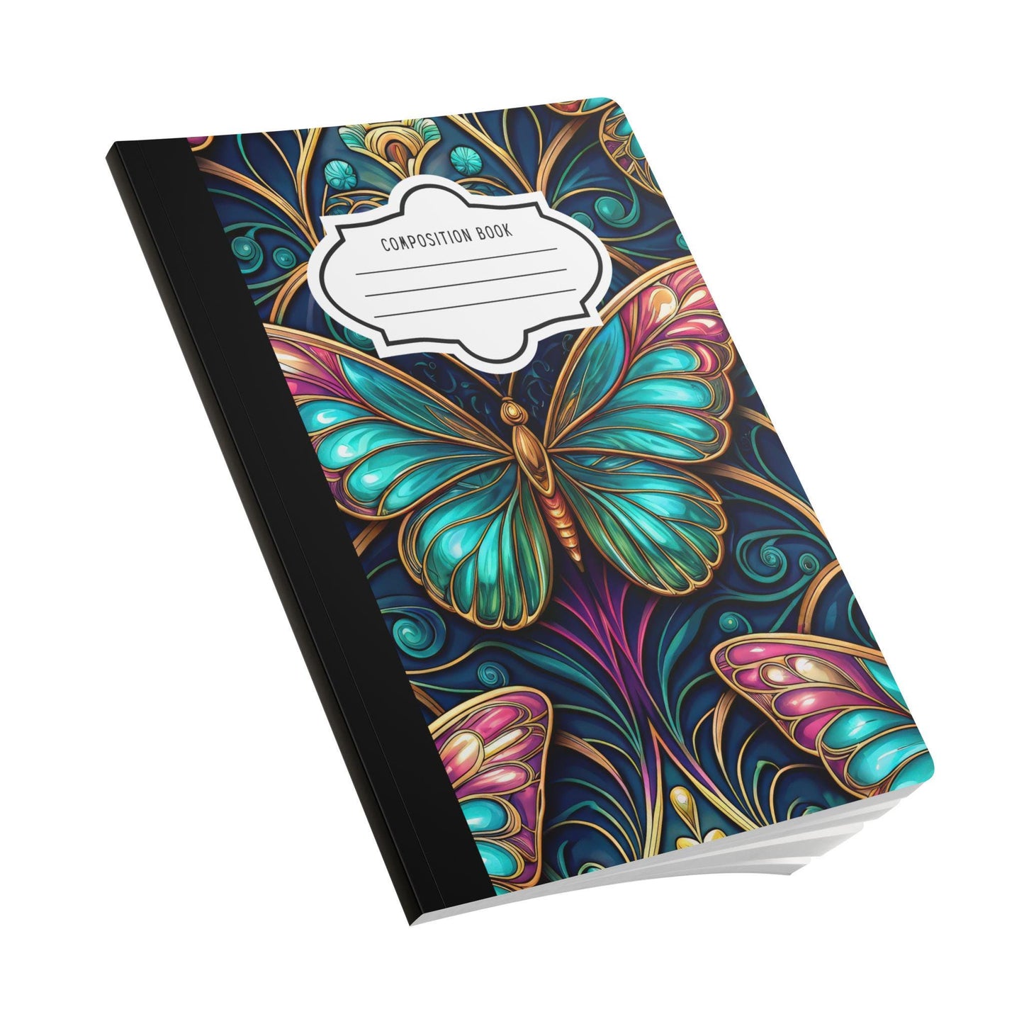 ColorFlow | Enchanted Teal Butterfly Composition Notebook Elegant Art Journal for Writing School Work and Daily Inspiration