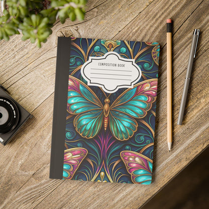 ColorFlow | Enchanted Teal Butterfly Composition Notebook Elegant Art Journal for Writing School Work and Daily Inspiration
