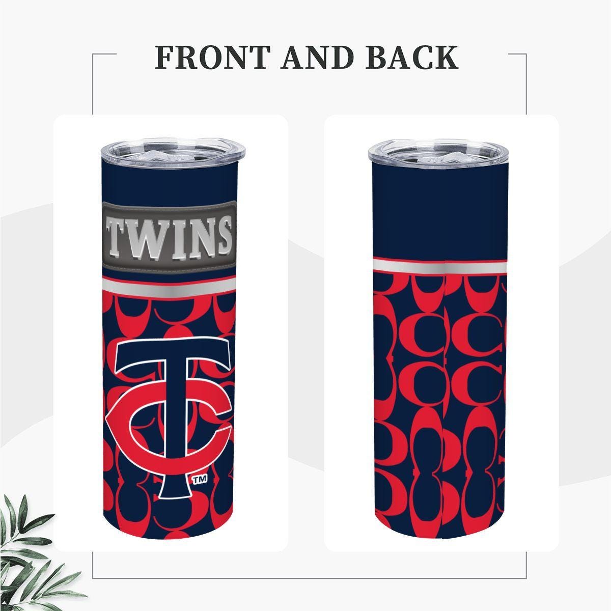 ColorFlow | Minnesota Twins Inspired Fashion 20oz Skinny Stainless Steel Tumbler With Straw Modern Baseball Fan Gift