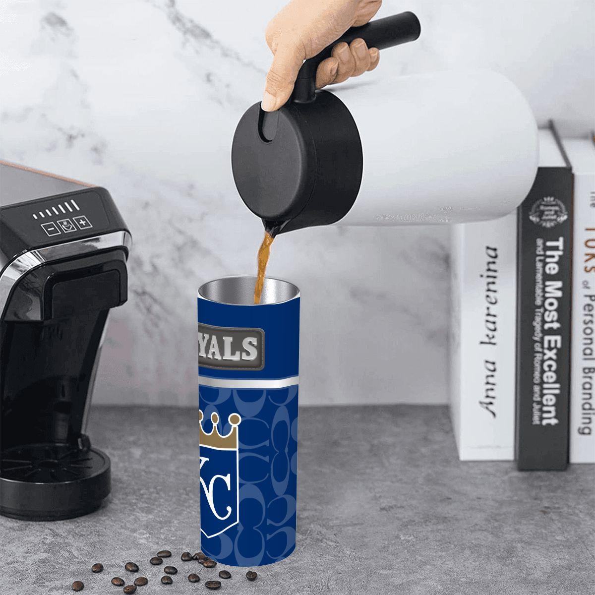 ColorFlow | Kansas City Royals Inspired Fashion 20oz Skinny Stainless Steel Tumbler With Straw Classic MLB Fan Gift