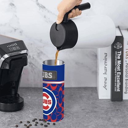 ColorFlow | Chicago Cubs Inspired Fashion 20oz Skinny Stainless Steel Tumbler With Straw Iconic Baseball Fan Drinkware