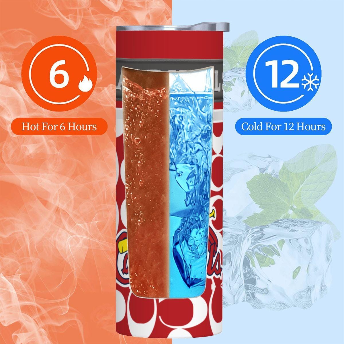 ColorFlow | St Louis Cardinals Inspired Fashion 20oz Skinny Stainless Steel Tumbler With Straw Premium Fan Drinkware