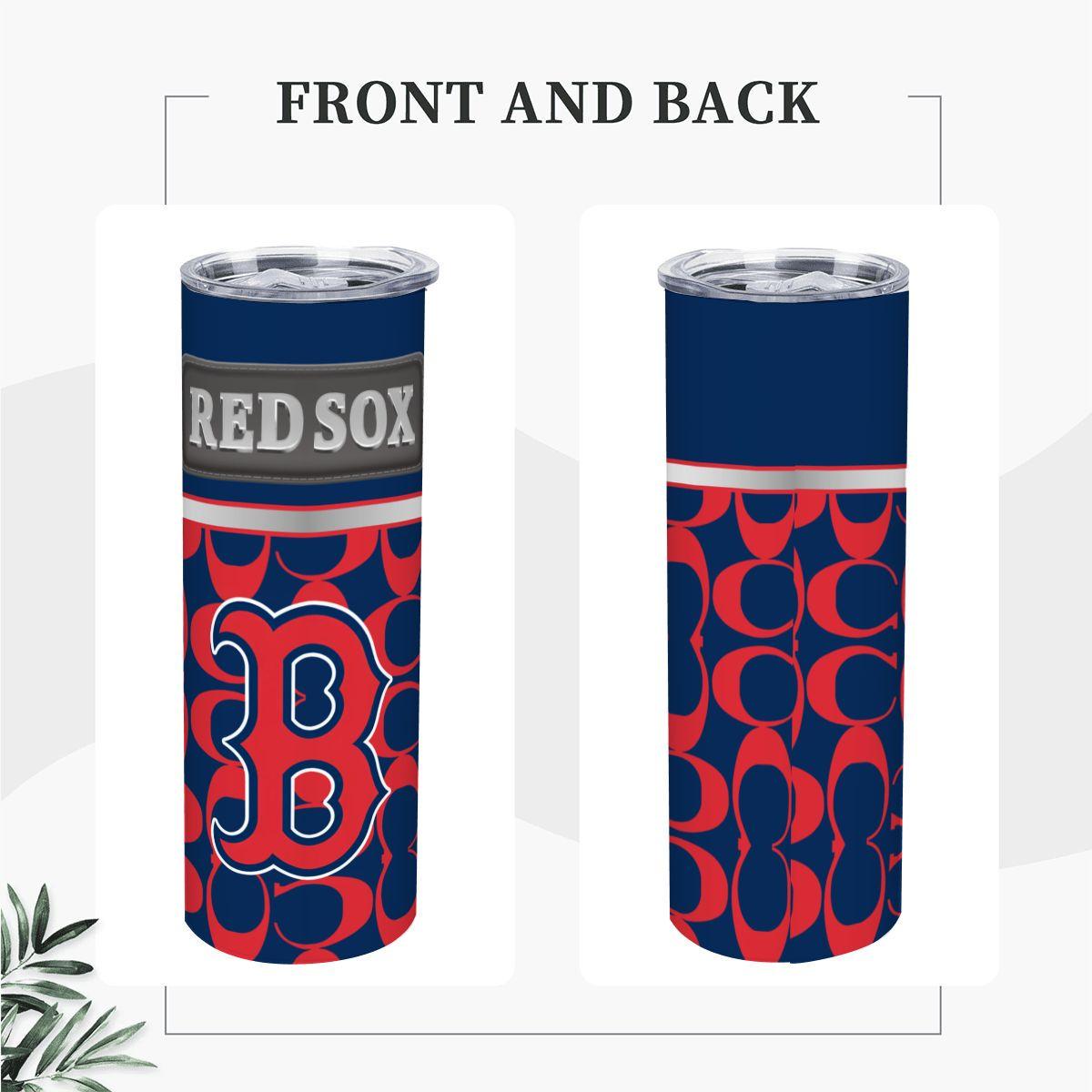 ColorFlow | Boston Red Sox Inspired Fashion 20oz Skinny Stainless Steel Tumbler With Straw Iconic MLB Fan Gift Cup