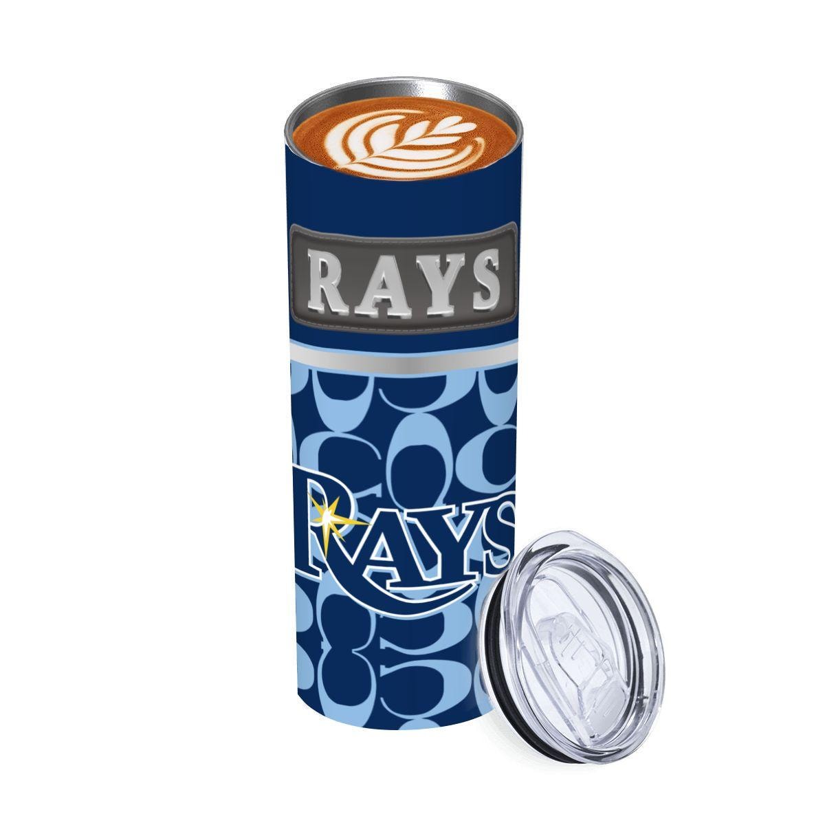 ColorFlow | Tampa Bay Rays Inspired Fashion 20oz Skinny Stainless Steel Tumbler With Straw Coastal Baseball Fan Gift