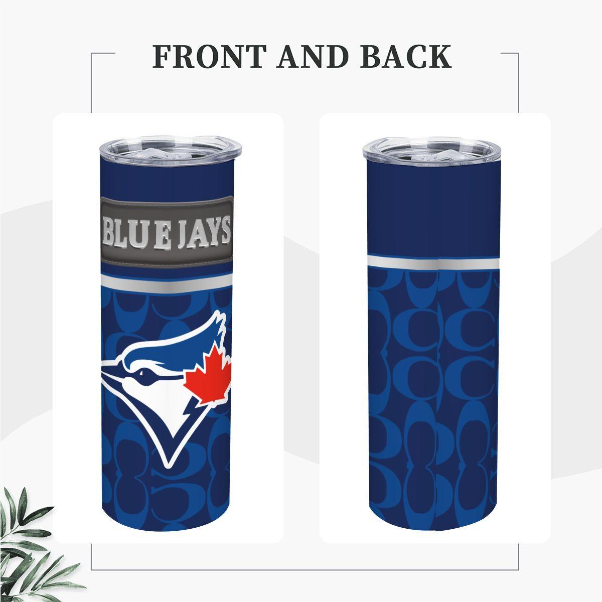 ColorFlow | Toronto Blue Jays Inspired Fashion 20oz Skinny Stainless Steel Tumbler With Straw Modern Baseball Fan Cup
