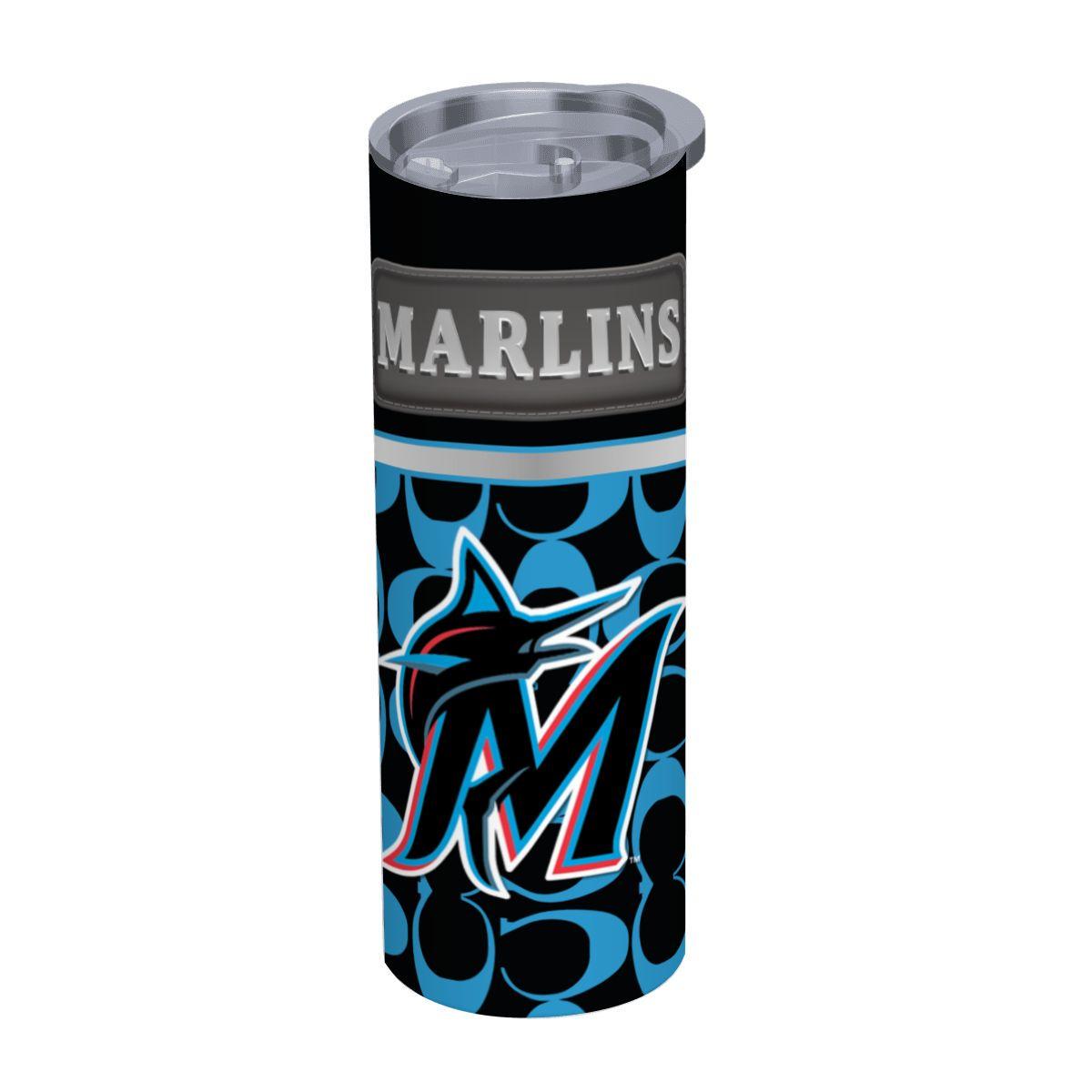 ColorFlow | Miami Marlins Inspired Fashion 20oz Skinny Stainless Steel Tumbler With Straw Sleek MLB Style Drinkware