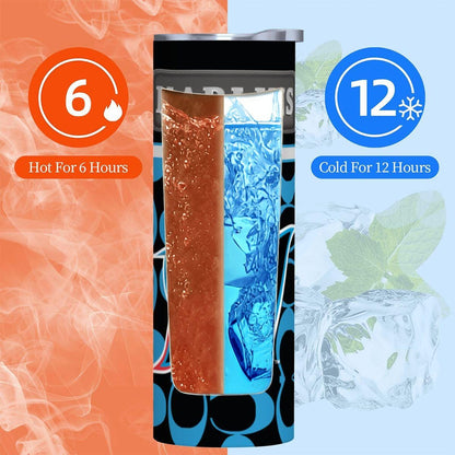 ColorFlow | Miami Marlins Inspired Fashion 20oz Skinny Stainless Steel Tumbler With Straw Sleek MLB Style Drinkware