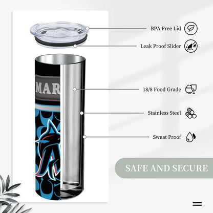 ColorFlow | Miami Marlins Inspired Fashion 20oz Skinny Stainless Steel Tumbler With Straw Sleek MLB Style Drinkware