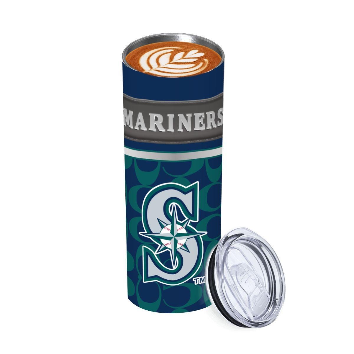 ColorFlow | Seattle Mariners Inspired Fashion 20oz Skinny Stainless Steel Tumbler With Straw Northwest Baseball Fan Cup