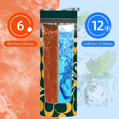 ColorFlow | Oakland Athletics Inspired Fashion 20oz Skinny Stainless Steel Tumbler With Straw Classic Green Gold Fan Cup