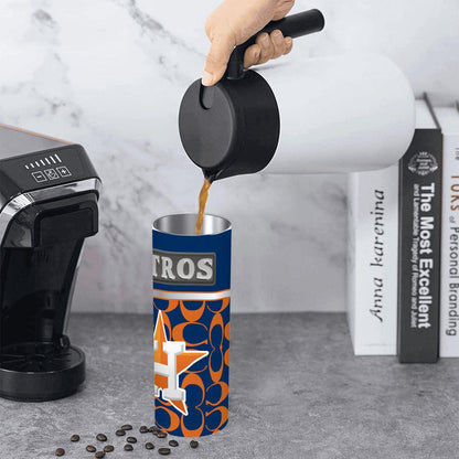 ColorFlow | Houston Astros Inspired Fashion 20oz Skinny Stainless Steel Tumbler With Straw Bold Star Baseball Drinkware