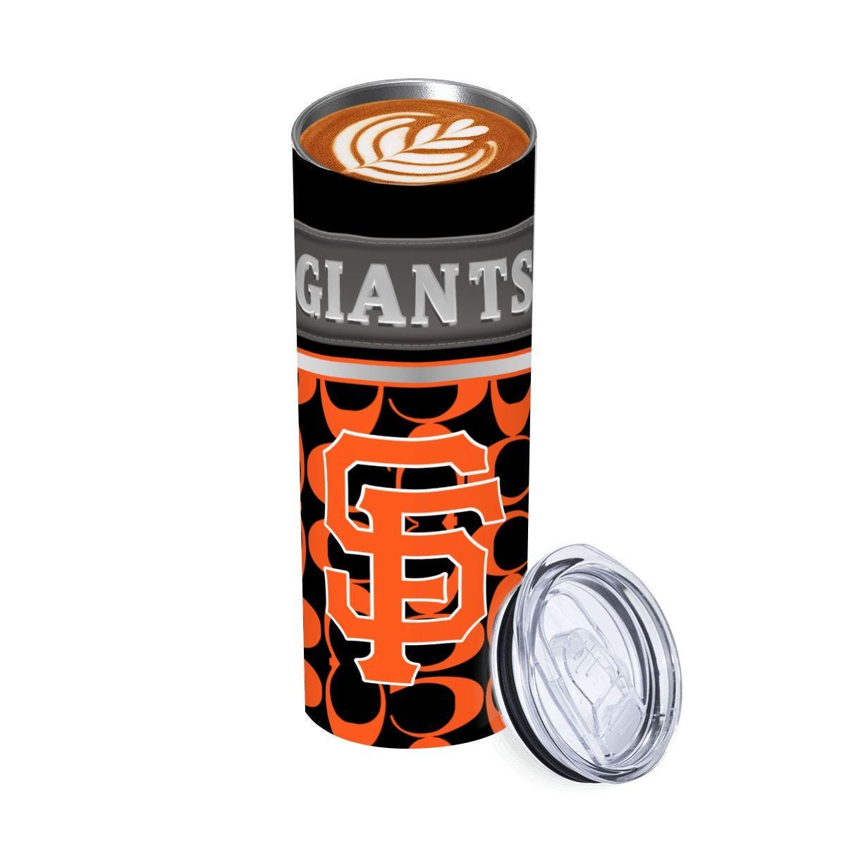 ColorFlow | San Francisco Giants Inspired Fashion 20oz Skinny Stainless Steel Tumbler With Straw Orange Black MLB Fan Gift
