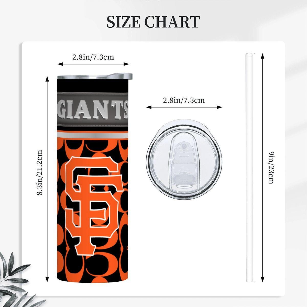 ColorFlow | San Francisco Giants Inspired Fashion 20oz Skinny Stainless Steel Tumbler With Straw Orange Black MLB Fan Gift