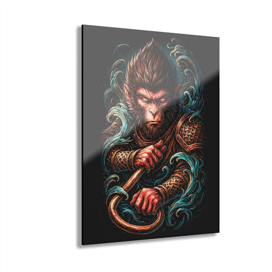 ColorFlow | Storm Wielding Monkey King Warrior Metal Sign Mythic Legend Wall Art Asian Fantasy Decor