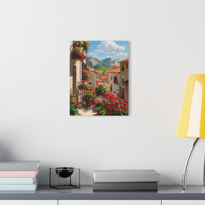ColorFlow | Charming Mountain Village Metal Wall Art | Scenic European Town Decor | Rustic Balcony Flower Wall Accent