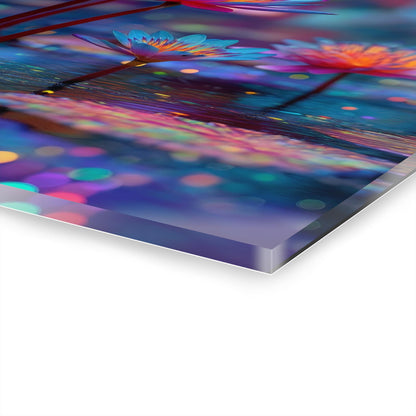 ColorFlow | Radiant Neon Lotus Metal Wall Art | Glowing Water Lily Decor | Modern Botanical Wall Statement