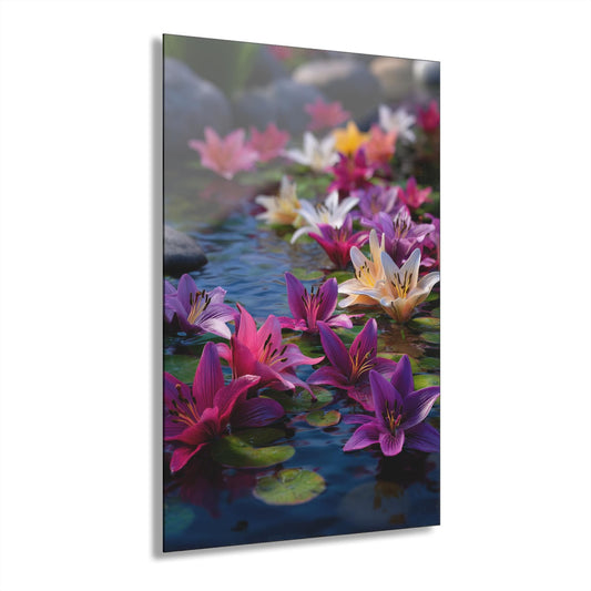 ColorFlow | Floating Lily Pond Blossoms Metal Wall Art | Tranquil Water Garden Decor | Zen Floral Wall Accent