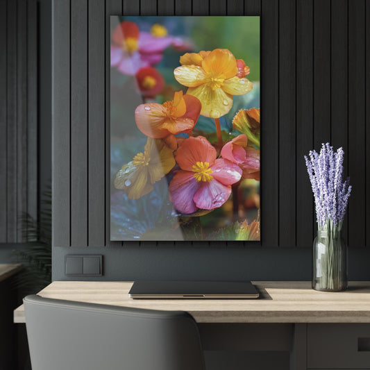 ColorFlow | Golden Dew Blossom Cluster Metal Wall Art | Warm Sunset Floral Decor | Soft Romantic Wall Accent