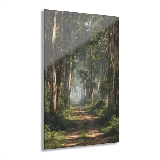 ColorFlow | Tranquil Forest Pathway Metal Wall Art | Sunlit Woodland Trail Decor | Serene Nature Inspired Wall Accent