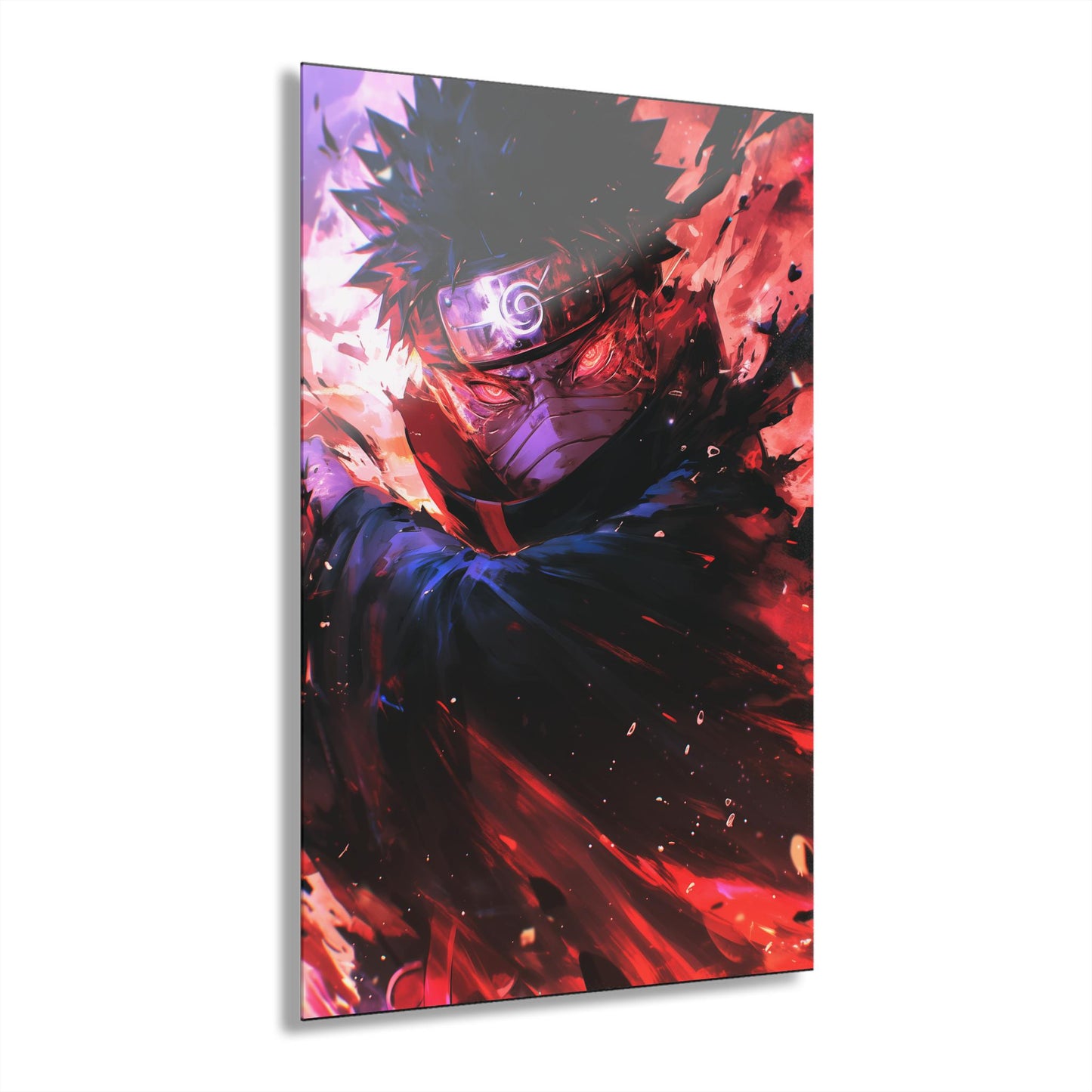 ColorFlow | Crimson Eclipse Ninja Anime Metal Wall Art | Shadow Rage Manga Inspired Room Decor