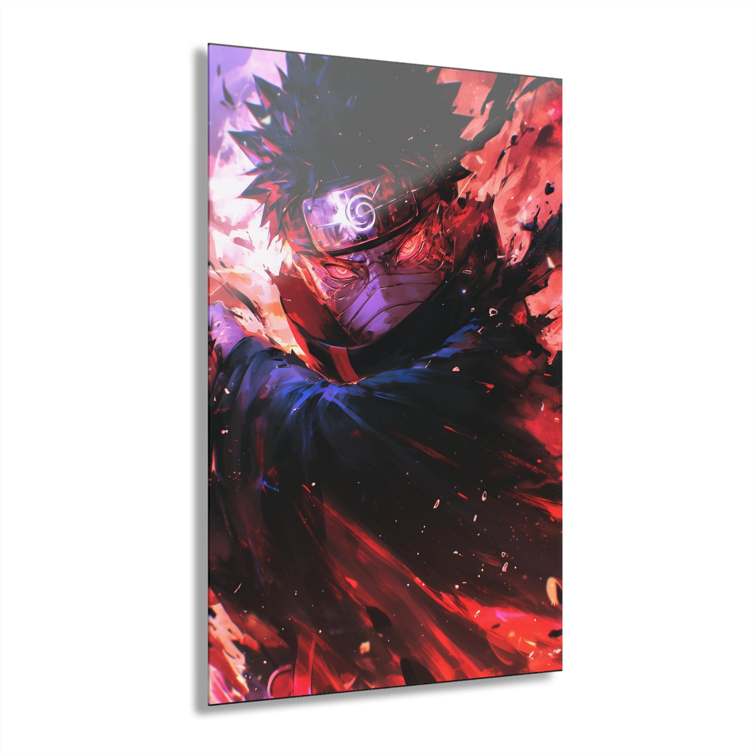 ColorFlow | Crimson Eclipse Ninja Anime Metal Wall Art | Shadow Rage Manga Inspired Room Decor