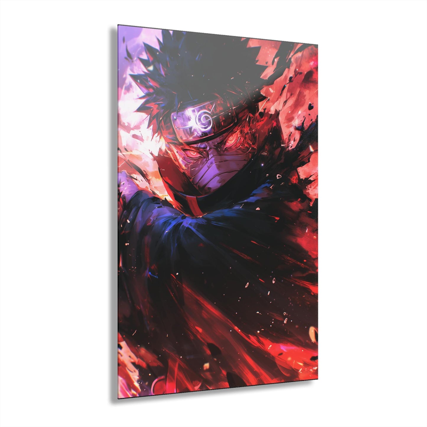 ColorFlow | Crimson Eclipse Ninja Anime Metal Wall Art | Shadow Rage Manga Inspired Room Decor