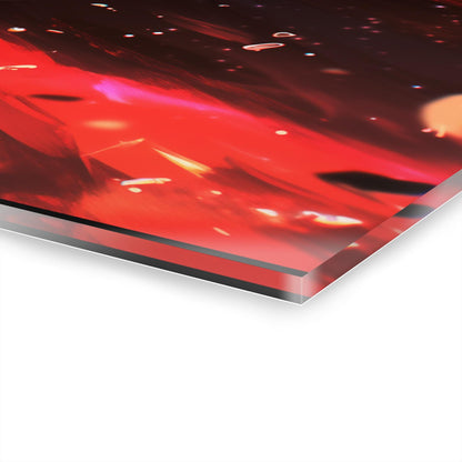 ColorFlow | Crimson Eclipse Ninja Anime Metal Wall Art | Shadow Rage Manga Inspired Room Decor