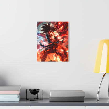ColorFlow | Dragon Fury Saiyan Warrior Anime Metal Wall Art | Lightning Battle Manga Artwork