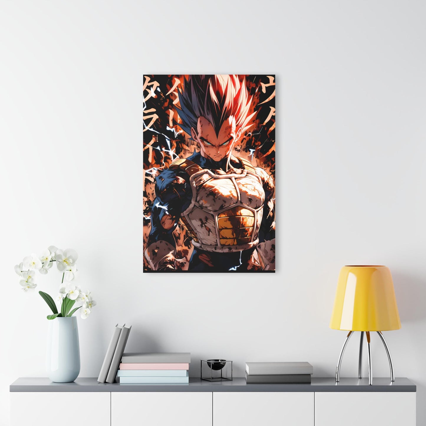ColorFlow | Infernal Pride Saiyan Prince Anime Metal Wall Art | Lightning Fury Manga Artwork
