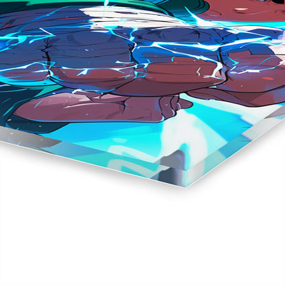 ColorFlow | Thunder Fist Martial Artist Anime Metal Wall Art | Electric Combat Manga Decor