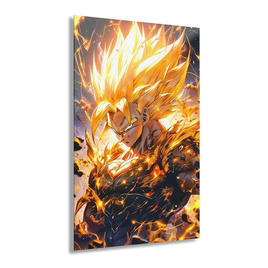 ColorFlow | Golden Ascension Saiyan Warrior Anime Metal Wall Art | Radiant Power Manga Decor